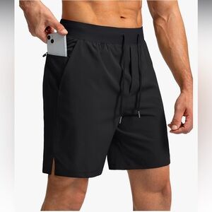 Soothfeel Men's 7" Lightweight Quick Dry Casual Workout Athletic Shorts Black M